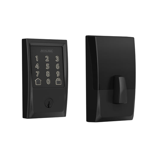 Schlage Encode matte black smart WiFi deadbolt, keypad, Alexa & Google Home ready.