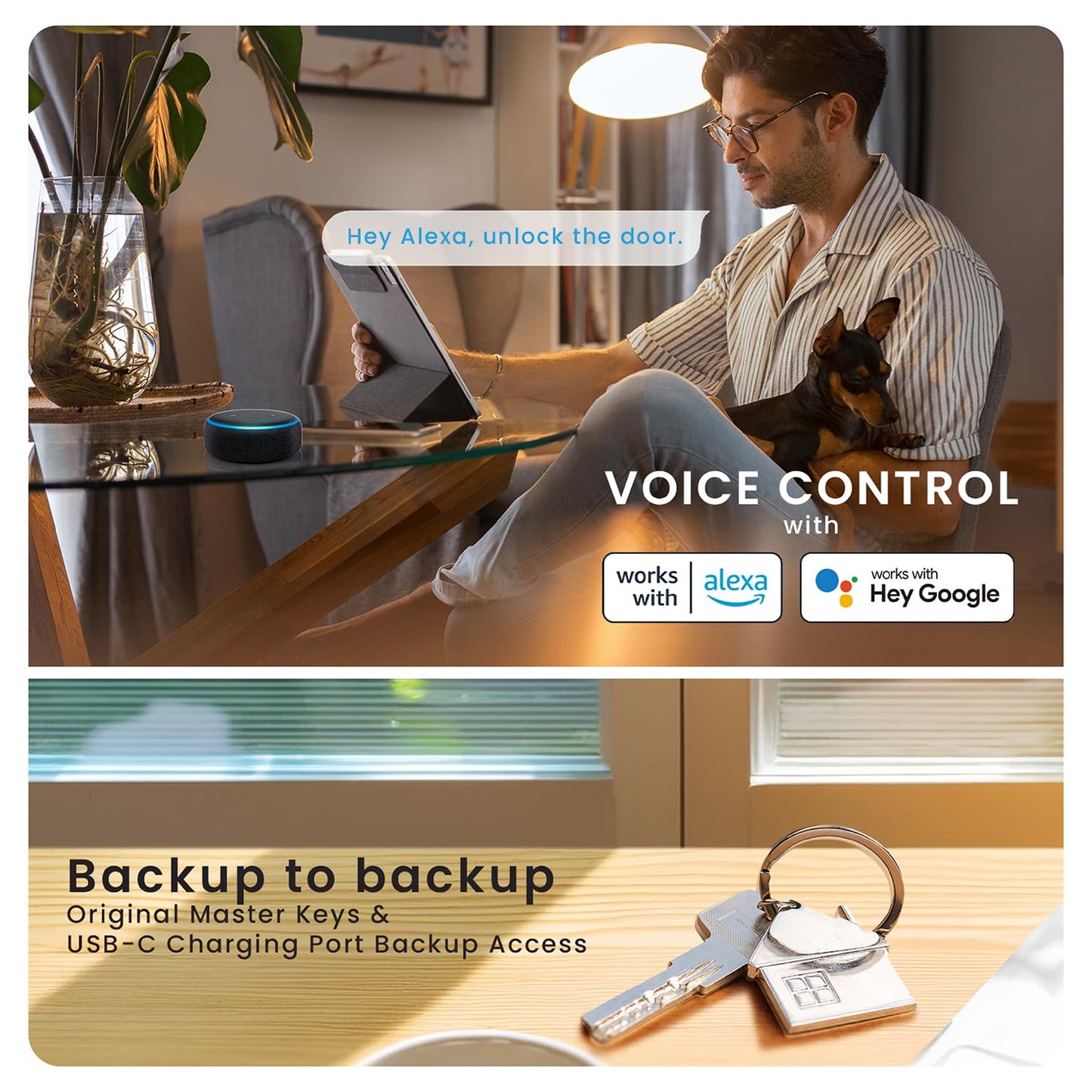 Lockly Secure Pro smart lock, WiFi, fingerprint + PIN keypad, auto lock & app control.