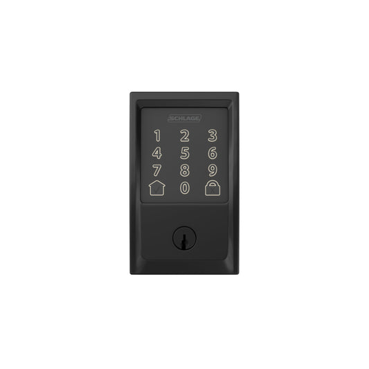 Schlage Encode matte black smart WiFi deadbolt, keypad, Alexa & Google Home ready.