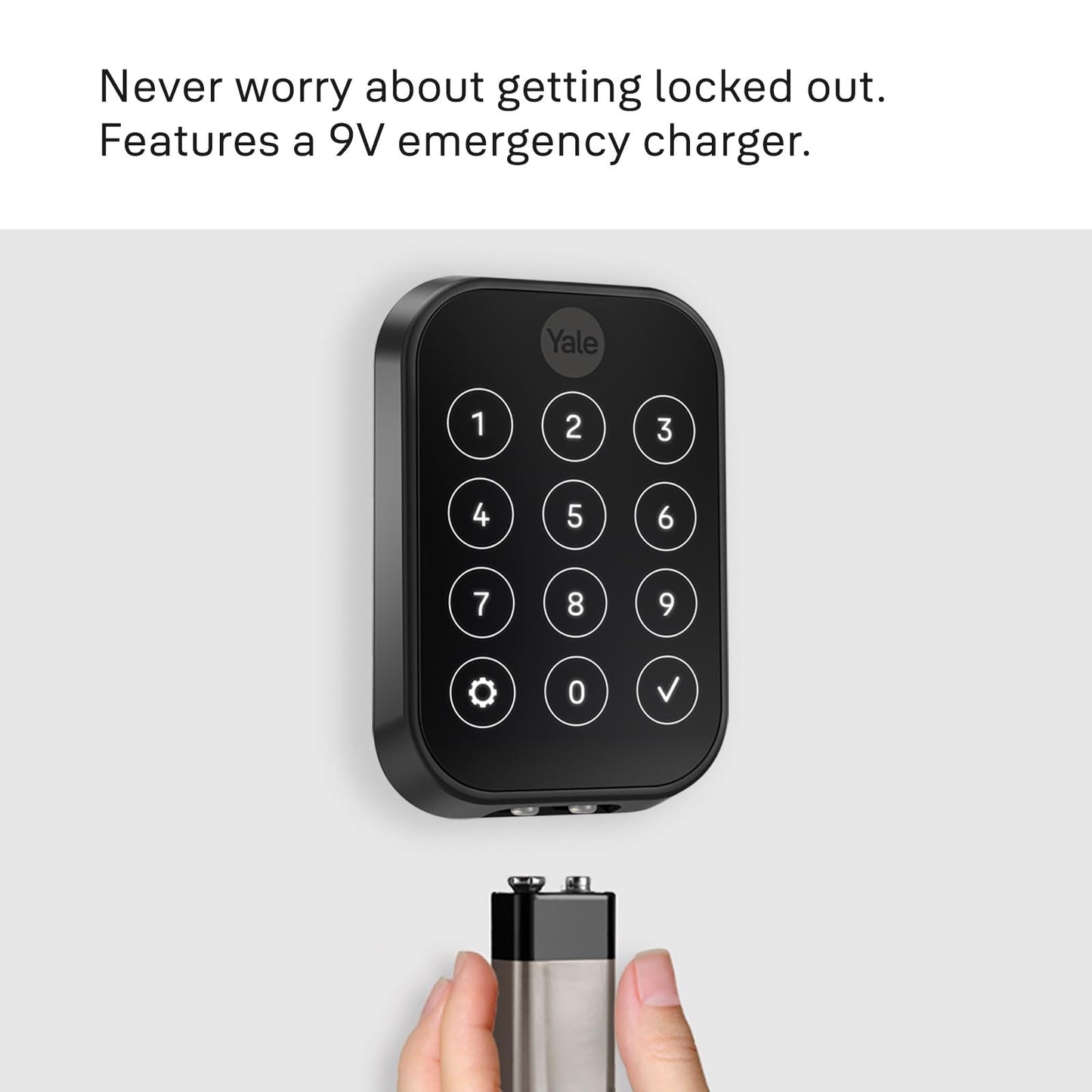 Yale Assure Lock 2 WiFi, keypad smart deadbolt, app control, backup key for front door.