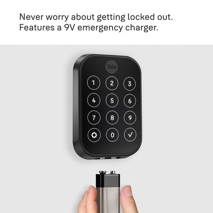 Yale Assure Lock 2 WiFi, keypad smart deadbolt, app control, backup key for front door.