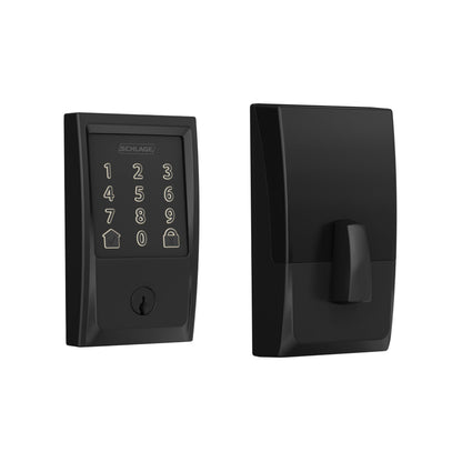 Schlage Encode matte black smart WiFi deadbolt, keypad, Alexa & Google Home ready.