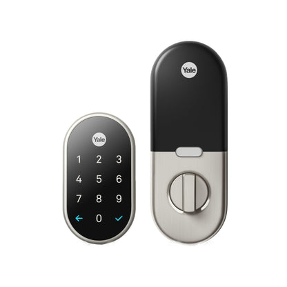 Google Nest x Yale smart lock, keyless keypad deadbolt, tamper-proof security.