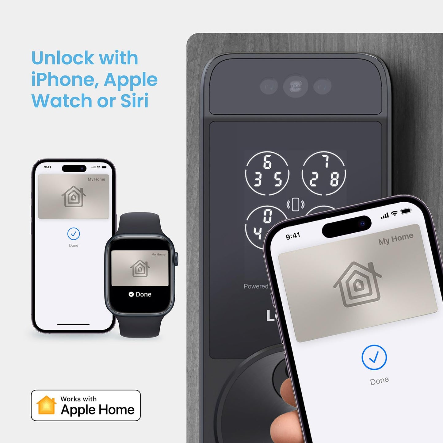 Lockly Visage smart lock, facial recognition + fingerprint, Apple Home Key support.