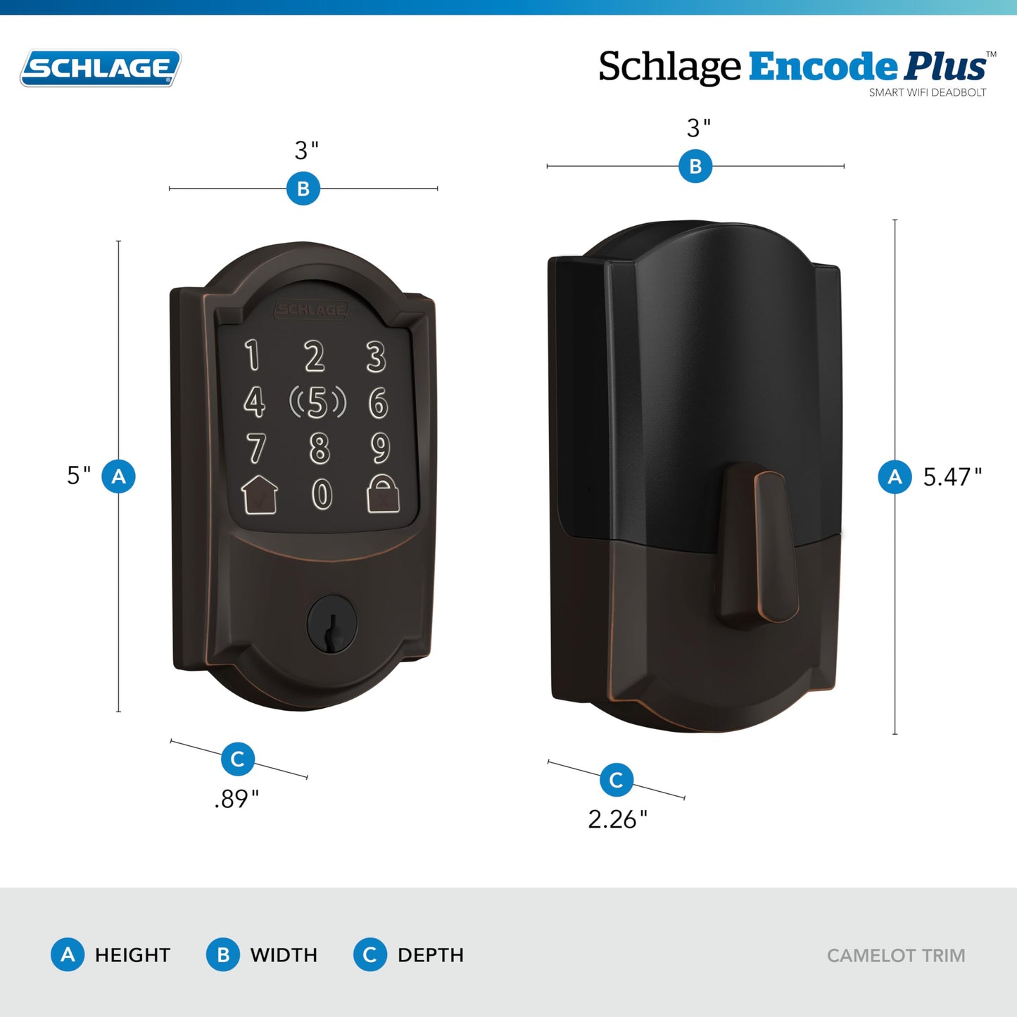 Schlage Encode Plus smart lock, WiFi deadbolt, Apple Watch unlock, HomeKit & Alexa compatible.