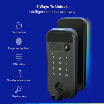myQ Secure View smart lock, 2K camera doorbell, fingerprint, face & app control.