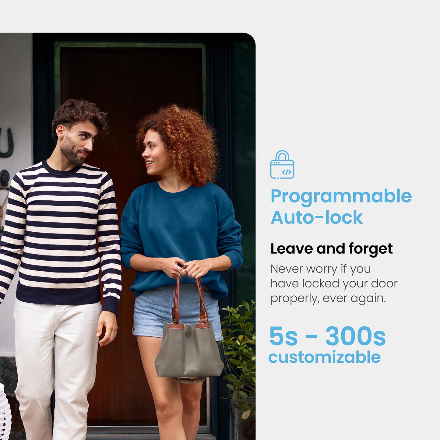 Lockly Secure Pro smart lock, WiFi, fingerprint + PIN keypad, auto lock & app control.