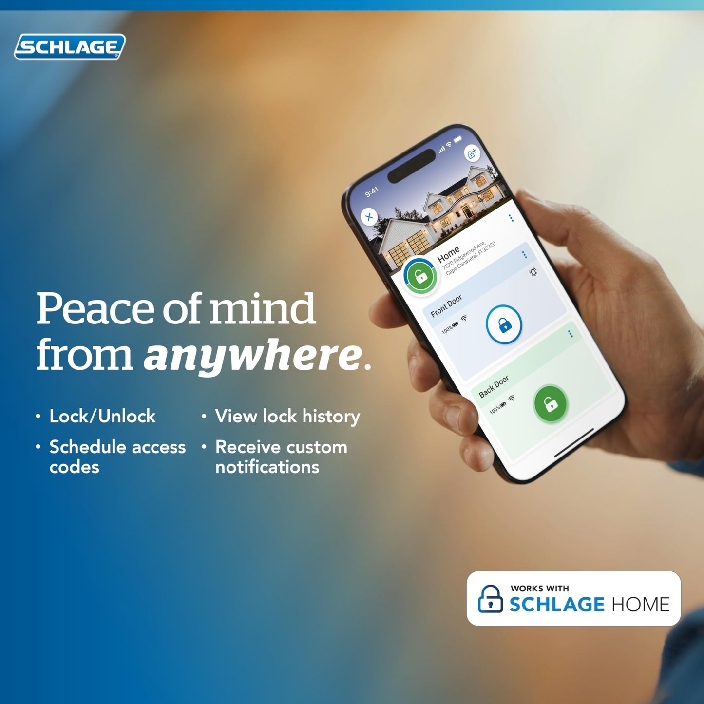 Schlage Encode Plus smart lock, WiFi deadbolt, Apple Watch unlock, HomeKit & Alexa compatible.