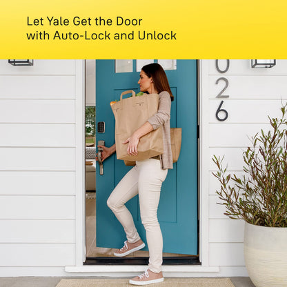Yale Assure Lock 2 WiFi, keypad smart deadbolt, app control, backup key for front door.