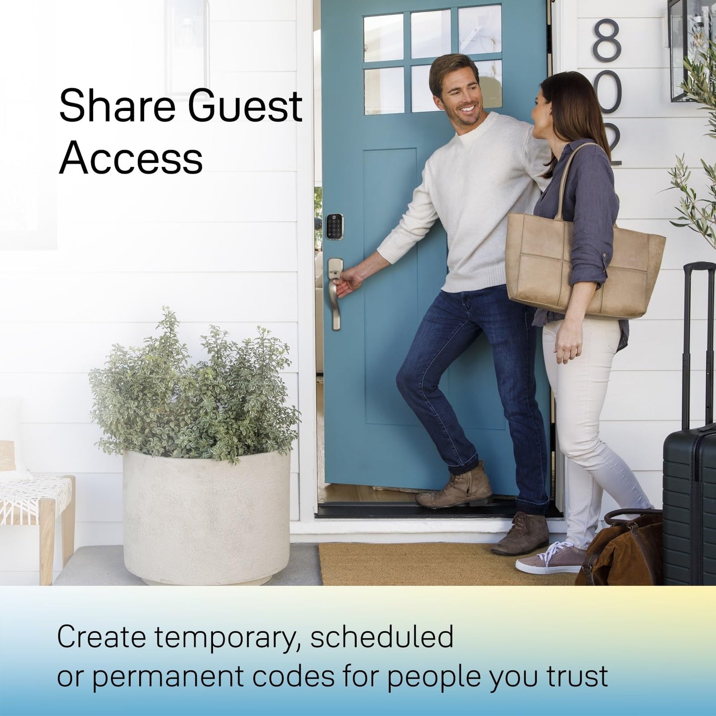 Yale Assure Lock 2 WiFi, keypad smart deadbolt, app control, backup key for front door.
