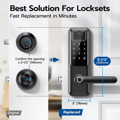 WiFi smart door lock with camera & doorbell, fingerprint, keypad & app control.