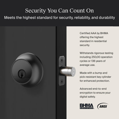 Level Lock Pro ultra small smart lock, Matter support, Apple Home Key compatible.