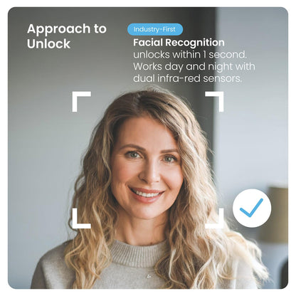 Lockly Visage smart lock, facial recognition + fingerprint, Apple Home Key support.