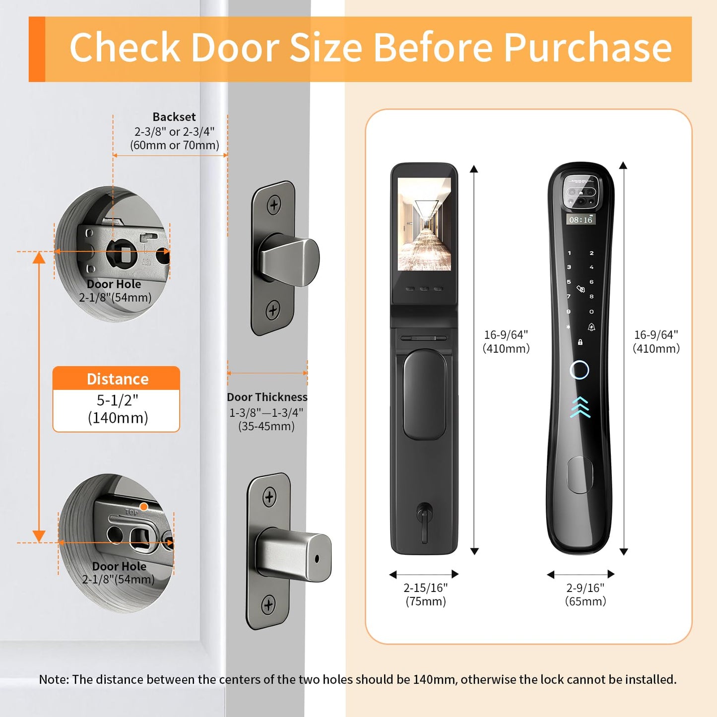 Smart lock with camera, 8-in-1 entry system, fingerprint, keypad & voice control.