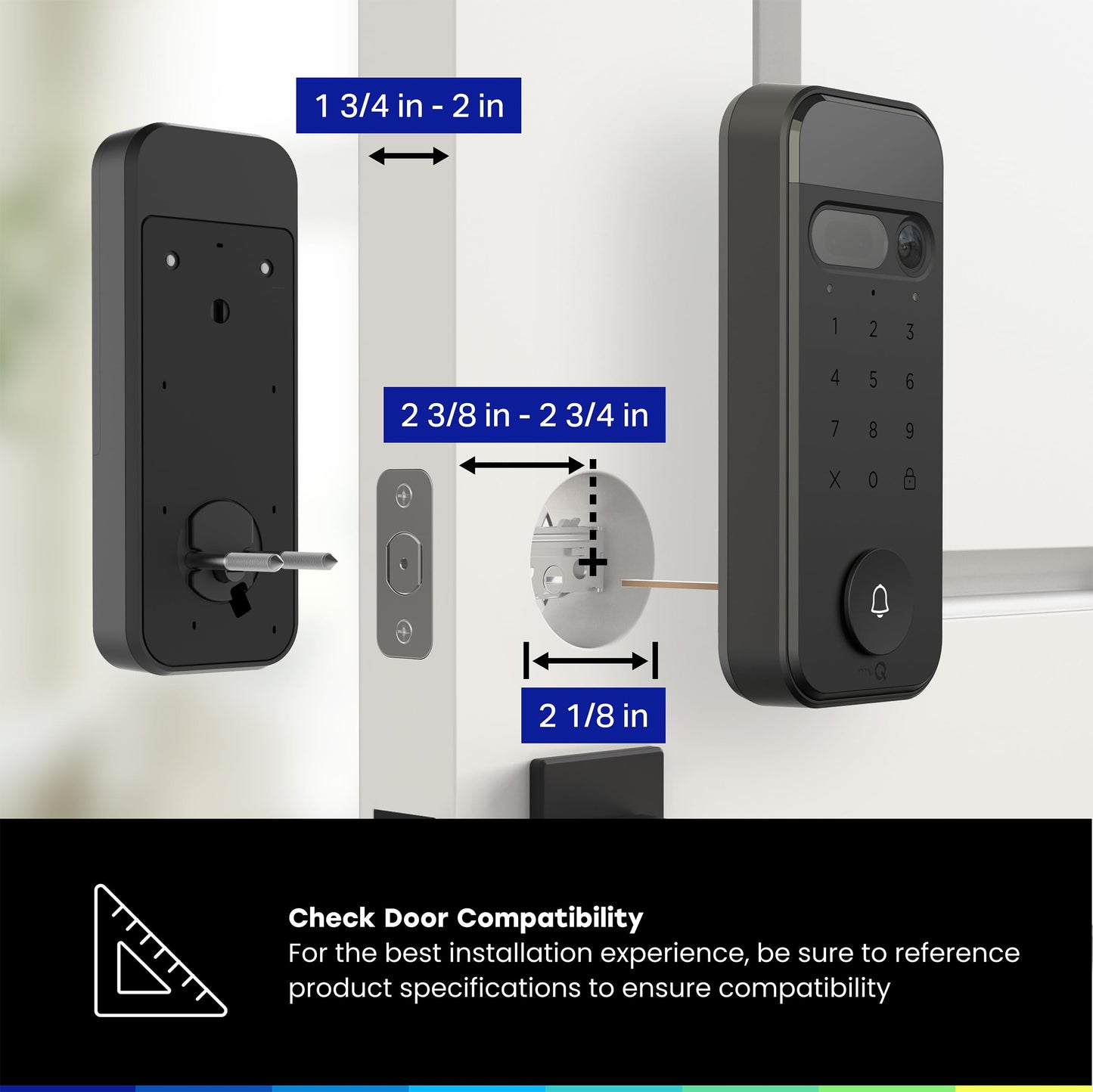 myQ Secure View smart lock, 2K camera doorbell, fingerprint, face & app control.