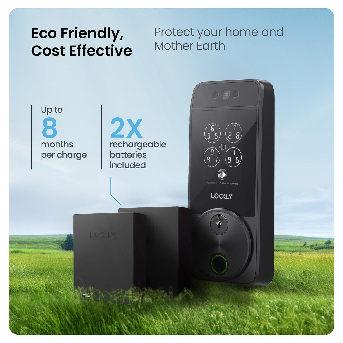 Lockly Visage smart lock, facial recognition + fingerprint, Apple Home Key support.