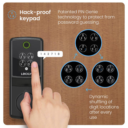 Lockly Secure Pro smart lock, WiFi, fingerprint + PIN keypad, auto lock & app control.