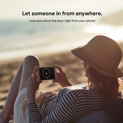 Google Nest x Yale smart lock, keyless keypad deadbolt, tamper-proof security.
