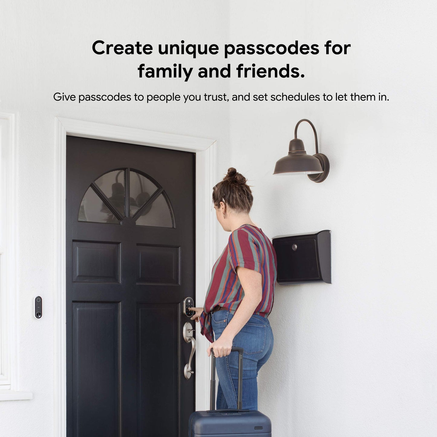 Google Nest x Yale smart lock, keyless keypad deadbolt, tamper-proof security.