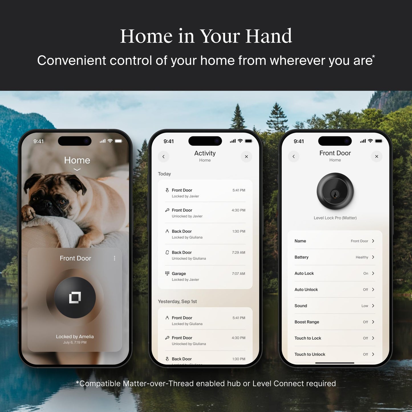 Level Lock Pro ultra small smart lock, Matter support, Apple Home Key compatible.