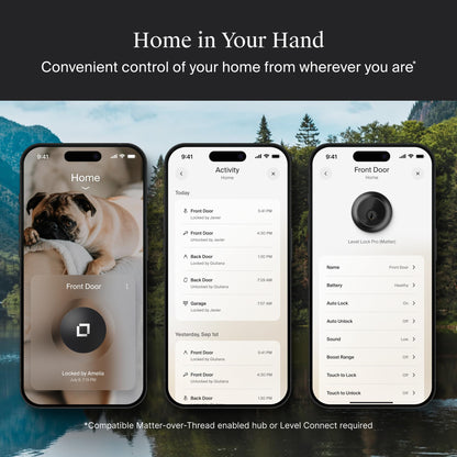 Level Lock Pro ultra small smart lock, Matter support, Apple Home Key compatible.