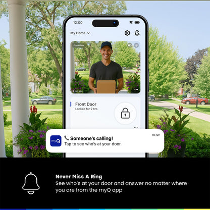 myQ Secure View smart lock, 2K camera doorbell, fingerprint, face & app control.