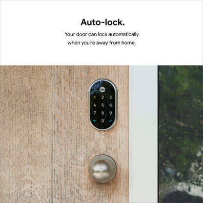 Google Nest x Yale smart lock, keyless keypad deadbolt, tamper-proof security.